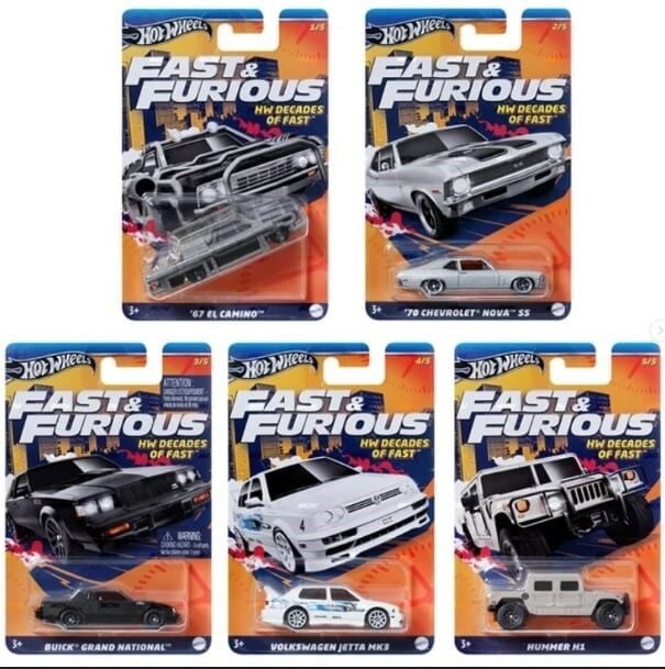 Hot Wheels Fast&Furious Hw Decates of Fast 5’li Set