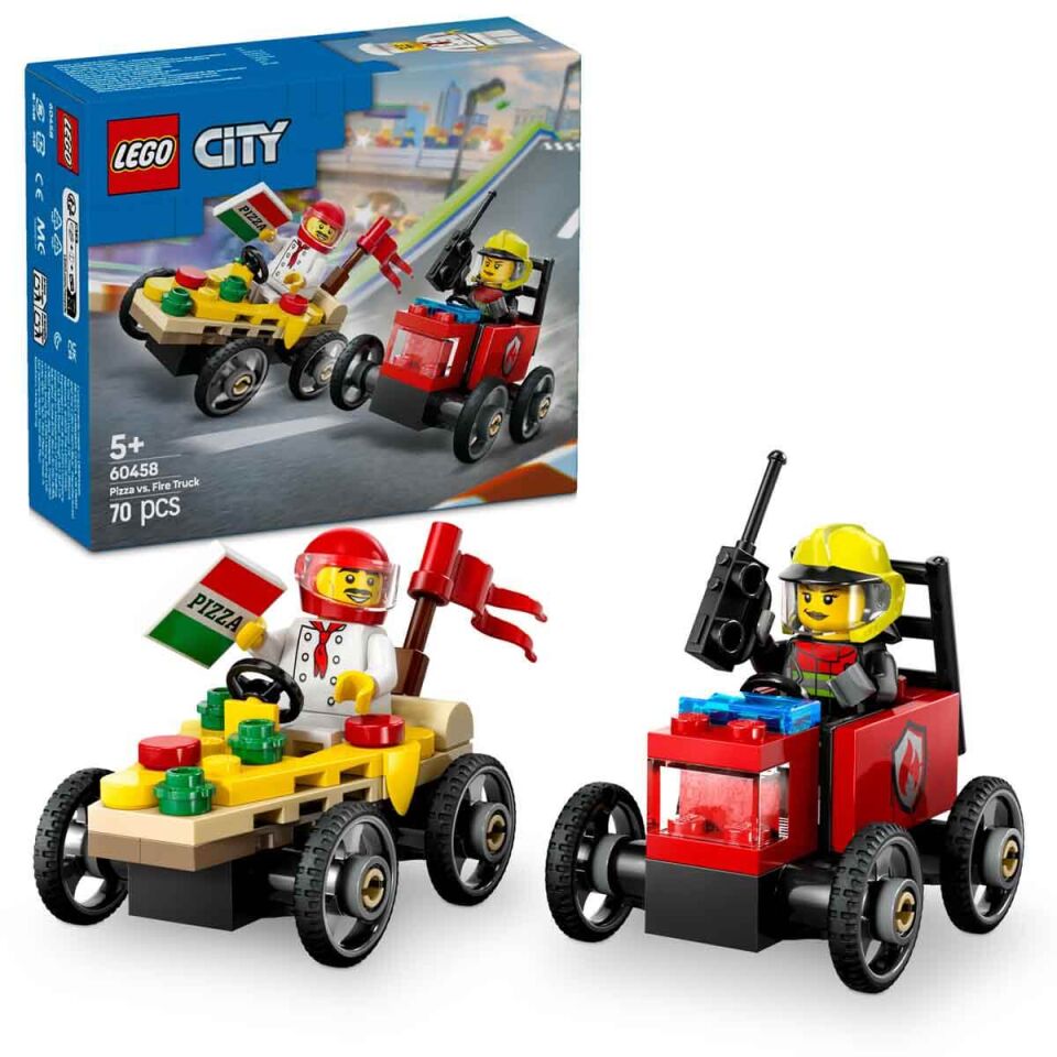 LEGO City Pizza Arabası İtfaiye Kamyonuna Karşı Yarış Arabası Paketi 60458
