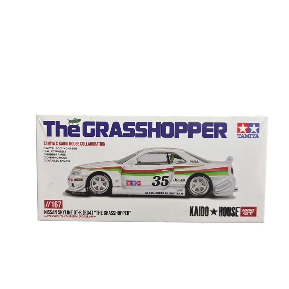 Mini Gt Kaido House KHMG167 Nissan Skyline Gt-R (R34) ''THE GRASSHOPPER''