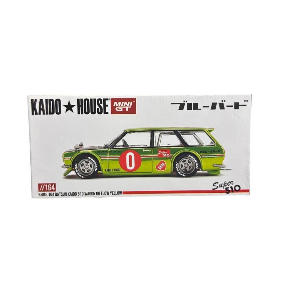 Mini Gt Kaido House KHMG164 Datsun Kaido 510 Wagon OG Flow Yellow